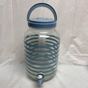 Vintage, Blue Glass Juice Jug- Dispenser. 10.5inH x 6in D